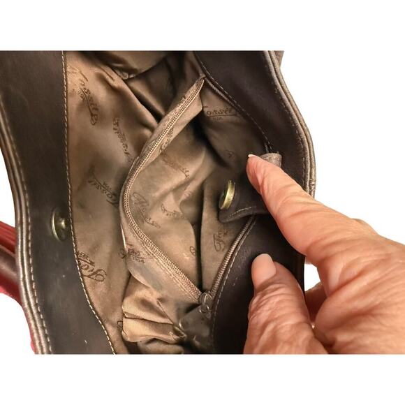 Vintage Fossil 1954 Shoulder Bag Purse 75082 Multiple Pockets Clean Inside - Picture 7 of 12